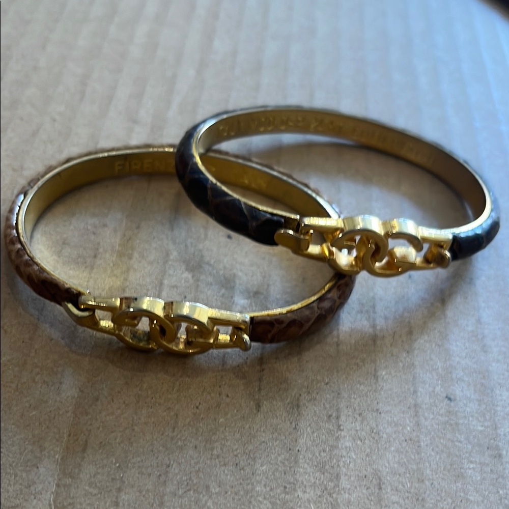VINTAGE, 2 MADE IN ITALY, bracelets signed, FORENZE ITALY, -24k gold  pl